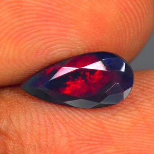 1.20Ct Pear_Exceptional Rainbow 3D Flash Natural Solid Welo Black Opal - Picture 1 of 1
