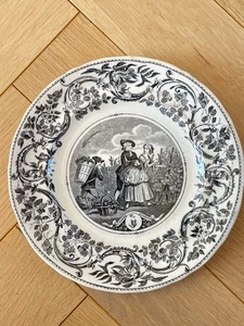 Ancienne Assiette Parlante Signe du Zodiaque Scorpion Vieillard Bordeaux XIXe - Picture 1 of 2