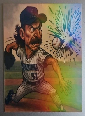 Most Shocking Caricatures In Sports Card- Randy Johnson Strikes A Bird Refractor - Image 1 of 2