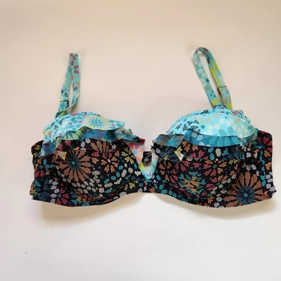 Coco Rave Swimwear Bikini Top Womens XL 38D Cup Multicolor Floral Padded - Image 1 of 4