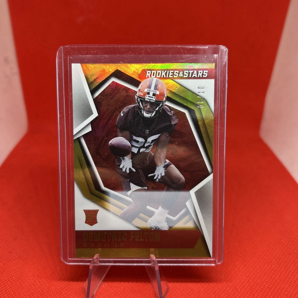 2021 Panini Rookies & Stars Demetric Felton Gold RC /10 MISSING AUTO ERROR CARD - Image 1 of 3
