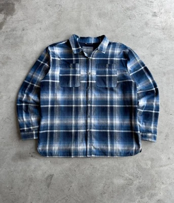 Cazadora de franela abotonada azul a cuadros años 2000 - XL Foto 1 de 3
