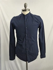 Camicia uomo Zara slim fit con bottoni taglia small blu stampa a pois manica lunga - Foto 1 di 7