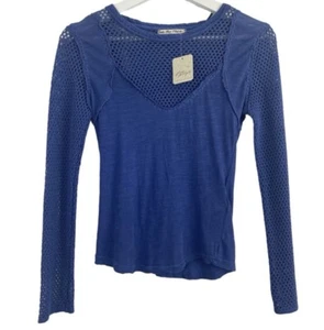 Top blu We The Free in rete accento termico manica lunga taglia XS - Foto 1 di 5