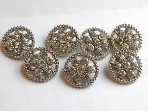 7 Round Silver Faux Stone Sewing Shank Buttons Crafting 5/8" - Picture 1 of 4