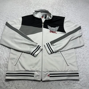 Quiksilver Track Jacket White Black Gray Mock Neck Full Zip Mens Size Medium M - Picture 1 of 15