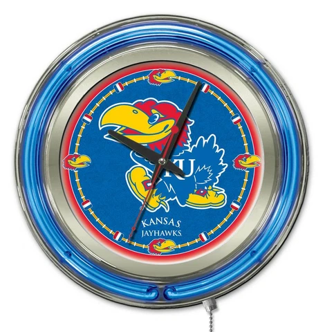 University of Kansas Clock w/ Double Neon Ring Cover