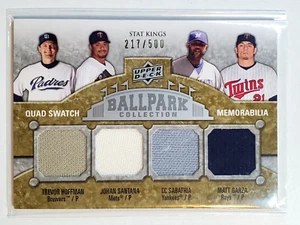 Trevor Hoffman CC Sabathia 2009 Upper Deck Stat Kings Game Worn Jerseys 217/500 - Picture 1 of 5