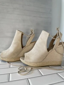 Call It Spring Women's Beige, Suede, Lace Up Wedge Heel, Size 8  - Picture 1 of 5