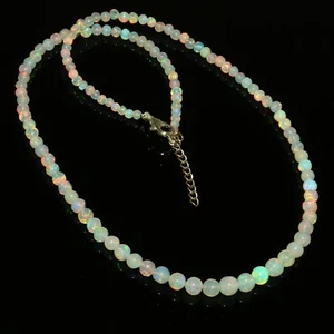 Opal Beads Real Fire opal Galaxy opal Beaded Necklace Jewelry Gift For Her 409 - Picture 1 of 2