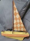 Vintage Handmade Large  Wooden Sailing Boat 14 X 12 Nautical Decor 
