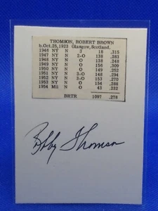 VINTAGE AUTOGRAPH with Baseball Career Stats BOBBY THOMSON - Picture 1 of 1