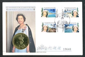 TURKS & CAICOS 1992 40TH ANNIV OF QEII ASSESSION TO THRONE COIN COVER  - Picture 1 of 2