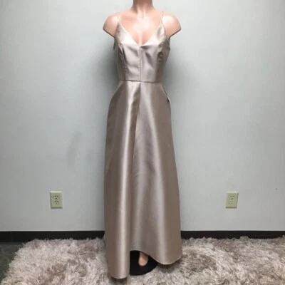 Vestido Alfred Sung Mujer Beige Bolsillos Maxi Cuello en V Sin Mangas Cremallera 10 Nuevo Foto 1 de 4
