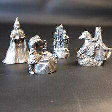 Lot of 4 1992 Seagull Canada Pewter Miniature Figurines Wizard Merlin Castle