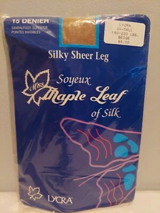 Vintage Pantyhose Maple Leaf Lycra Color Beige Size 3X Tall 160-220 lbs BMAP15 - Picture 1 of 6