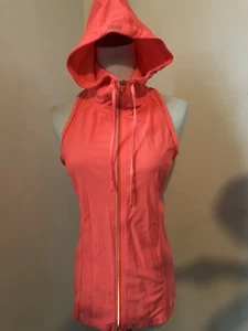 lorna jane lulu vest fluorescent orange mesh racerback top hoodie sz small - Picture 1 of 6