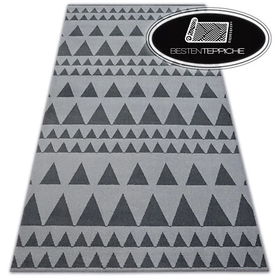 Moderno Tappeto " Falcetto " Micro Triangoli Argento Antracite Beste Qualità - Immagine 1 di 4