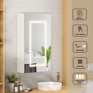 Dimmable LED Lighted Bathroom Mirror Medicine Cabinet Anti-Fog Wall Mounted US - Picture 1 of 14