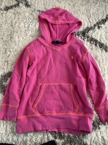 Girls Polo Ralph Lauren Size 5  Hoodie Pink Orange Thread Very Good Condition - Picture 1 of 3