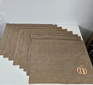 Tag Pumpkin Fall Placemats Set of 8 Halloween Thanksgiving Brown 18.5"x14.5" - Picture 1 of 7
