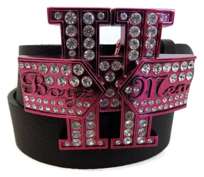 BOYZ 11 MEN BY WASHED UP HOLLYWOOD FUCHSIA WITH CRYSTALS 1½” LOGO BELT BUCKLE - Image 1 of 4