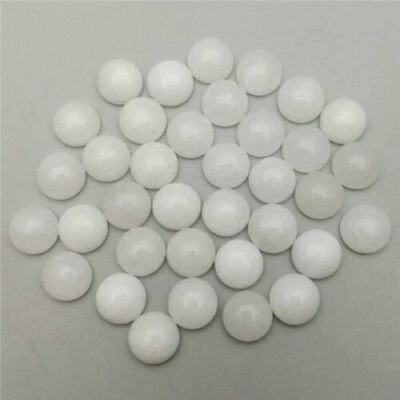 8mm 50pcs/lot Natural White Jade Stone Round CAB CABOCHON Stone Beads No Holes - Image 1 of 4