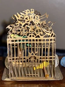 Vintage IGMA Artisan BARB & LEW KUMMEROW casa delle bambole gabbia per uccelli in miniatura con uccellini - Foto 1 di 11