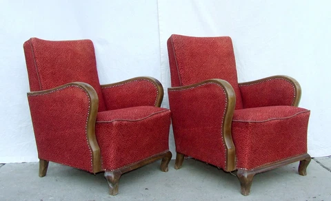 Art Deco Club Chairs. Armchairs, Cocktail Chair 1920s Vintage Antique Halabala Cover
