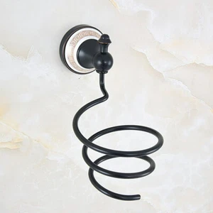 Black Oil Rubbed Bronze Wall Mounted Ceramic Base Bathroom Hair Dryer Holder - Picture 1 of 7