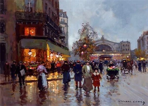 Paris Street Scene Painting by Edouard Leon Cortes Reproduction - Picture 1 of 3