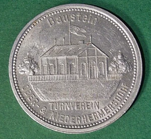 06 006 Medaille Baustein Turnverein Ober- & Niederhermersdorf 1928 - Bild 1 von 2