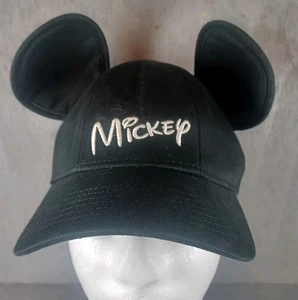 Disney Mickey Mouse Black Adjustable Snapback Baseball Cap Hat with Ears Youth - Picture 1 of 5