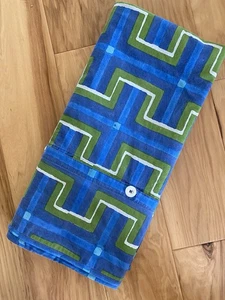 Serena & Lily Baumwolle Voll/Queen Geometrisches Muster Blau/Grün/Weiß Bettdecke 83" x 88" - Bild 1 von 9