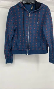 MCM Mens Blue Sea Visetos Long Sleeve Front Pockets Full-Zip Hoodie Size Large - Picture 1 of 6