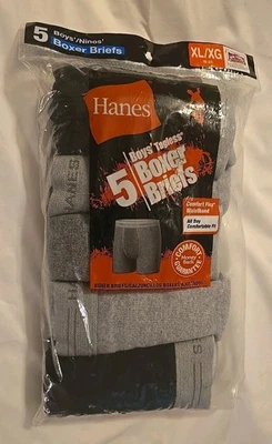 5 Pack Hanes Boys XL 18-20 Boxer Briefs  Comfort Flex Waistband GREY & BLACK - Image 1 of 4