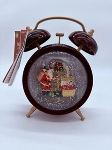 Christmas Clock Santa Holiday Water Globe Clock LED Christmas Santa Glitter - Picture 1 of 7