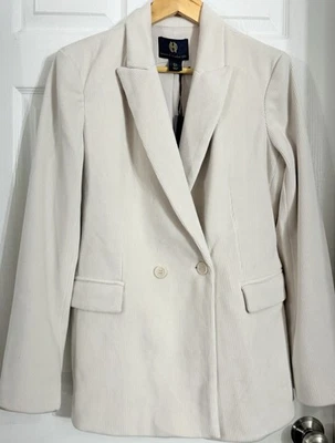 NEW House of Harlow 1960 Cream Off White Corduroy Oversized Blazer Size Small S - Image 1 of 4