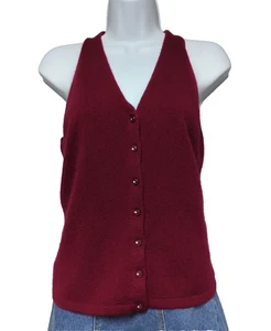 Ann Taylor Cashmere Tank Sweater Vest Top Rhinestone Buttons Soft Size M Classic - Picture 1 of 10