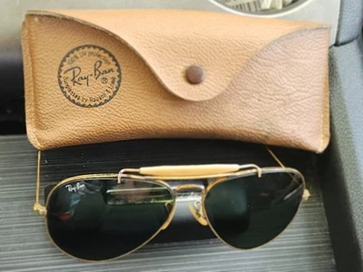 Vintage 1960's Ray Ban Gold-tone Aviator Diamond Hard 58mm Mirror - Image 1 of 4