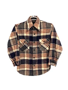Vintage 70s JCPenney Plaid Flannel Shirt Small Wool Blend Workwear - Picture 1 of 15