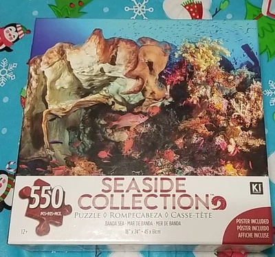 NEW: Banda Sea 550 pc puzzle (18x24 finished) Beautiful Fish Reef Colorful Coral - Image 1 of 4