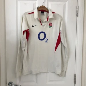 Vintage Nike England Home Rugby Polo Shirt XL White 2003 2005 Retro O2 - Picture 1 of 11
