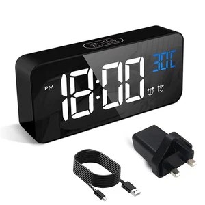 Alarm Clock, Digital Clock USB Rechargeable with Temperature Display, - Picture 1 of 5