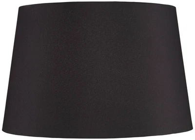 Pantalla de lámpara de tambor cónico grande de seda sintética negra 14" superior x 17" inferior x 11" de alto Foto 1 de 4