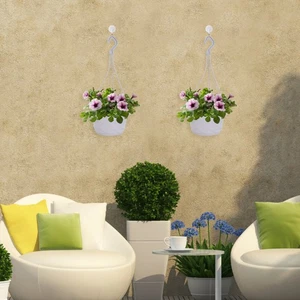 10 Sets White Plastic Hanging Flowerpot for Succulents and Small Flowers - Picture 1 of 12
