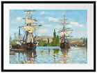 Claude Monet - Schiffe auf der Seine bei Rouen, Rahmen & Passepartout