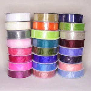 Sheer Organza Wired Ribbon 1 1/2" 50 Yard (Choose From 25 Color) - Picture 1 of 25