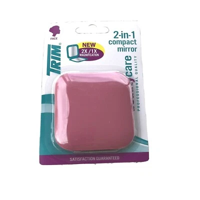 Espejo compacto rosa 2 en 1 TRIM 2x/1x aumento espejo de maquillaje de belleza Foto 1 de 4