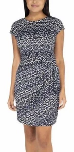 Nicole Miller Blue Waist Detail Cap Sleeve Stretch Knot Dress. XL. - Picture 1 of 6